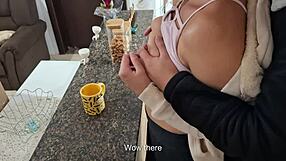 Stepdaughter Surprised During Breakfast, Gets Pussy Licked!
