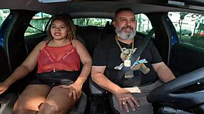 Emily Leoa rides with her giant ass in this amateur outdoor scene, getting interviewed and wet on the street