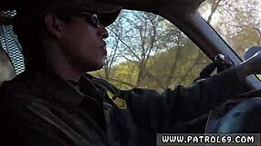 Police pull over brunette for intense cavity search!