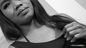 Shaved Asian Twat Rides Big Cock Hard