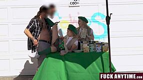 Stepdaughters sell cookies and follow their stepdads guidance in a fun activity.