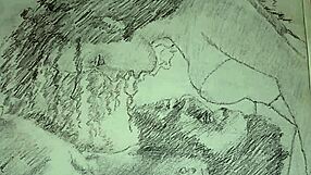 Artistic Sketch Depicting Foreplay In Lingerie.