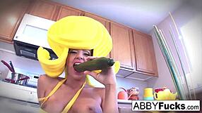 surreal kitchen dress up with abigail and her giant cucumber