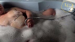 Chubby lexie grants is having a relaxing time in the bathroom