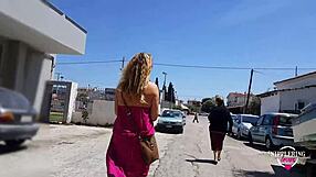 nippleringlover's kinky mother flashing extreme pierced nipples, pussy, and sexy ass on public street