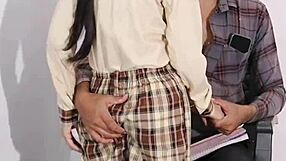 Schoolgirl Teased by Teacher's Big Cock, Rough Fucking in Classroom with Tight Pussy