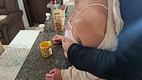 Stepdaughter Surprised During Breakfast, Gets Pussy Licked!