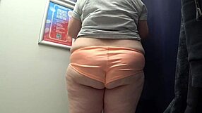 camera watches big ass milf in satin panties changing