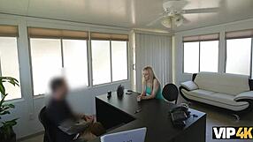 Vip4k features a pretty blonde Allie Rae in a casting interview with an agent