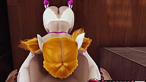 Redhead with Big Tits in Deepthroat Mouth Fuck Animation