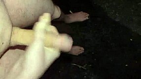 masturbating outside at night with big cock