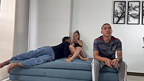 I fuck my friend's horny latina wife, he discovers us!