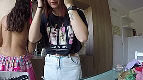 as the girls found the snake at the party and went down on it