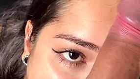 Cute girlfriend gives sloppy blowjob to big dick.