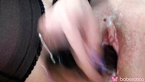 Solo blonde sweet ammy with glasses passionately masturbates in 4k