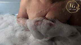 Chubby lexie grants is having a relaxing time in the bathroom