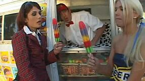 Two Sexy Cheerleaders Passionately Crave A Big Hard Cock In This Intense Group Encounter