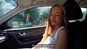 Nude Artist Receives Sperm Painting During Sensual Sex on Drive Home!