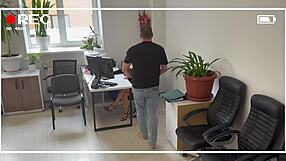 office fuckfest while hubbys home the office slut gets ravished right on the workplace