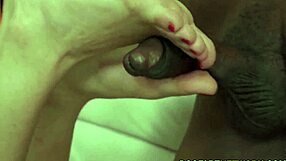 Kylie Rocket gives footjob and blowjob to big black dick