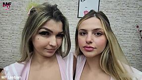 These student girls are kissing - sultry young 18+ blondes in wet kissing scene