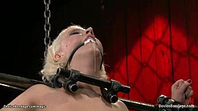 Curvy blonde lesbian is bound and fucked hard in kinky BDSM scene