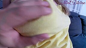 my step sister's big natural tits and ass tease in tight thong, young 18+