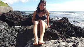 Seductive Stepmom's Foot Fetish on Public Beach