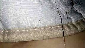 Pregnant woman at sixth month flashes belly and pubic hair