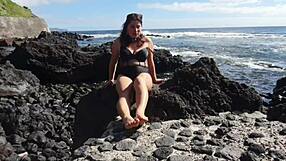 Seductive Stepmom's Foot Fetish on Public Beach