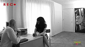 She meets her favorite porn director and gets banged in his office