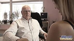 Blonde Seduces Grandpa, Sucks Cock, Cums Hard
