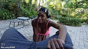 Ebony Mystique Looks Erotic With Cum On Her Tits