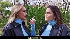 Can super size tits sorority pledge Peachy Alice handle first threesome with PAWG Merida Sat?