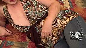 tiny teen blowjob on sofa with big tits and feet