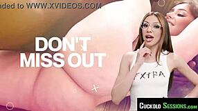 Surprised GF with 3 dicks