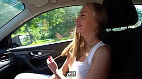 Nude Artist Receives Sperm Painting During Sensual Sex on Drive Home!