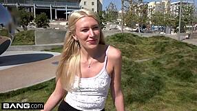 Russian MILF Angelina Bonnet Flashes Her Small Tits in Public Outdoors