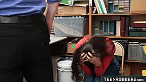 Is Lilly Hall, the cute shy teen shoplifter, getting hard doggystyle punishment from the robber?