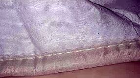 Pregnant woman at sixth month flashes belly and pubic hair