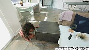 Super Small 18+ Black 20-Year-Old Girl Skillfully Sucks a Giant Black Dick in Ebony Porn