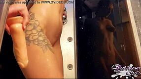russian slut fucks herself in the shower... so hot!!