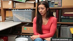 Is Lilly Hall, the cute shy teen shoplifter, getting hard doggystyle punishment from the robber?