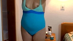 stepmom at the beach puts on a bikini shows off masturbates and urinates