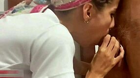 Skinny sexy latina sucks cock like a champion intensely