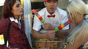 Two Sexy Cheerleaders Passionately Crave A Big Hard Cock In This Intense Group Encounter