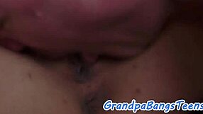 petite teen gets jizzed on by old man