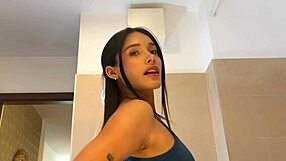 Can She Be Most Beautiful Girl Ever Look Sexy Blue Mini Skirt Panties