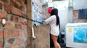 Neighbor with nothing on under her nightgown her pink pussy is visible