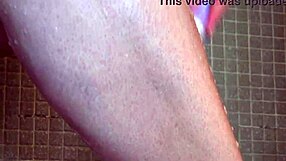 Chubby SSBBW woman showering and flashing natural tits